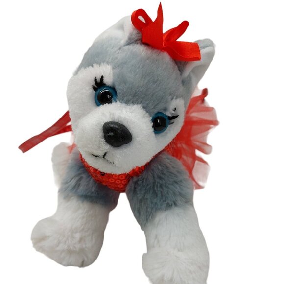 poochie | Toys | Poochie Company Huskey Wolf Dog Purse White Gray Red ...